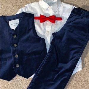 Janie and Jack velvet pants and vest suit set
